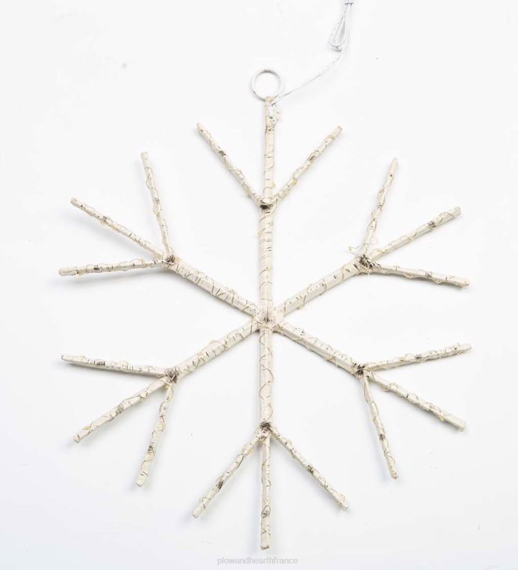 Plow & Hearth saisonniers et cadeaux accent suspendu de flocon de neige de branche de bouleau illuminé - brun 0BNZ2180