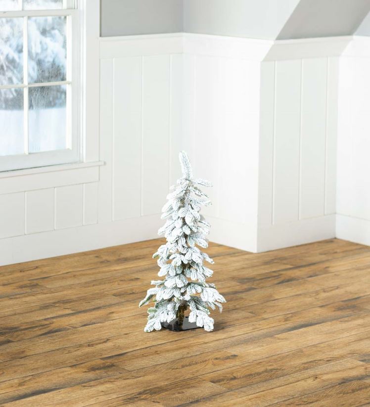 Plow & Hearth saisonniers et cadeaux arbre de table sapin alpin floqué du monte rosa 0BNZ2260