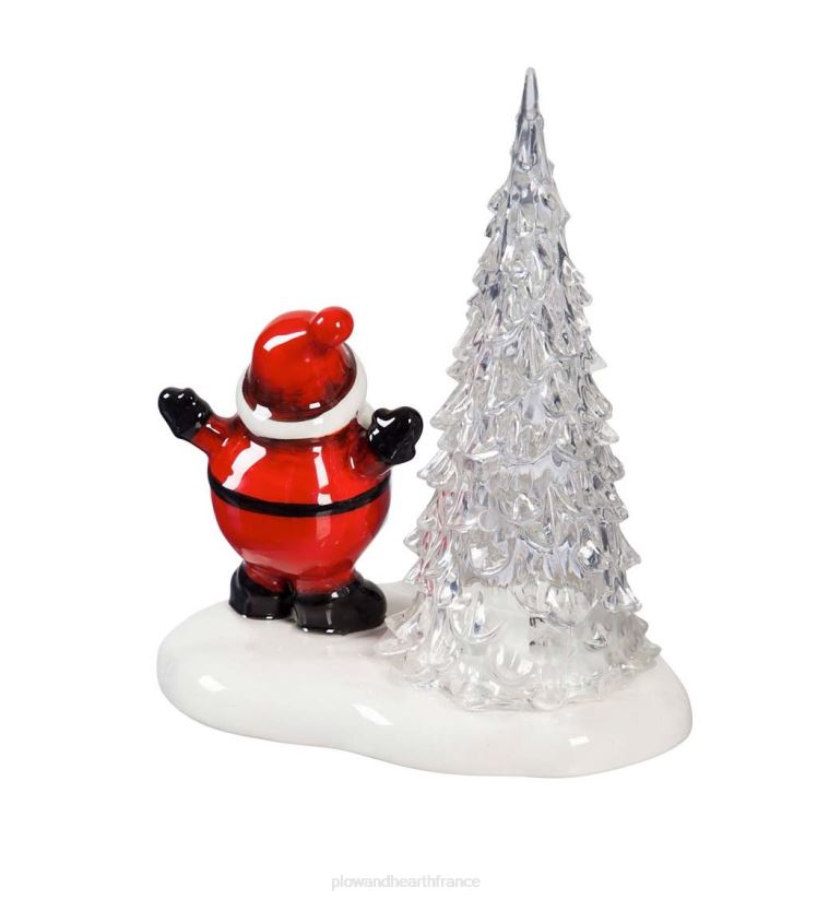 Plow & Hearth saisonniers et cadeaux bonhomme de neige et père Noël en céramique à LED avec arbres, lot de 2 0BNZ2188