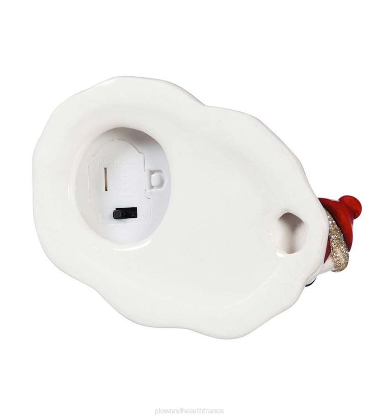 Plow & Hearth saisonniers et cadeaux bonhomme de neige et père Noël en céramique à LED avec arbres, lot de 2 0BNZ2188