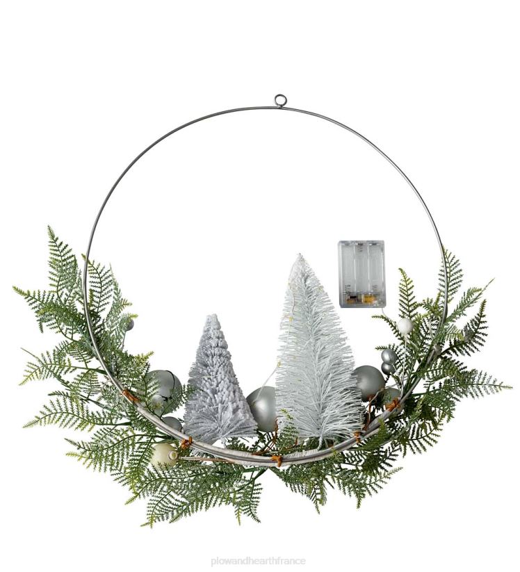 Plow & Hearth saisonniers et cadeaux couronne de vacances éclairée avec des arbres à brosses à bouteilles 0BNZ2173