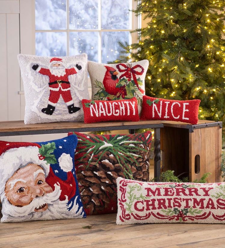 Plow & Hearth saisonniers et cadeaux coussin en laine crocheté à la main ange des neiges du père Noël 0BNZ2199