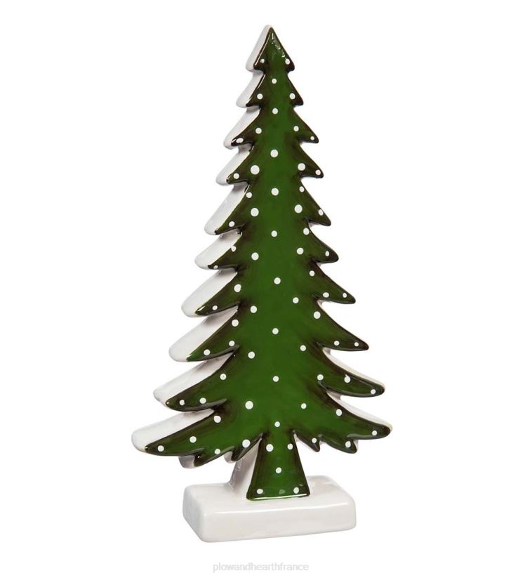 Plow & Hearth saisonniers et cadeaux décor de table en céramique avec rennes et feuilles persistantes, ensemble de 3 0BNZ2193