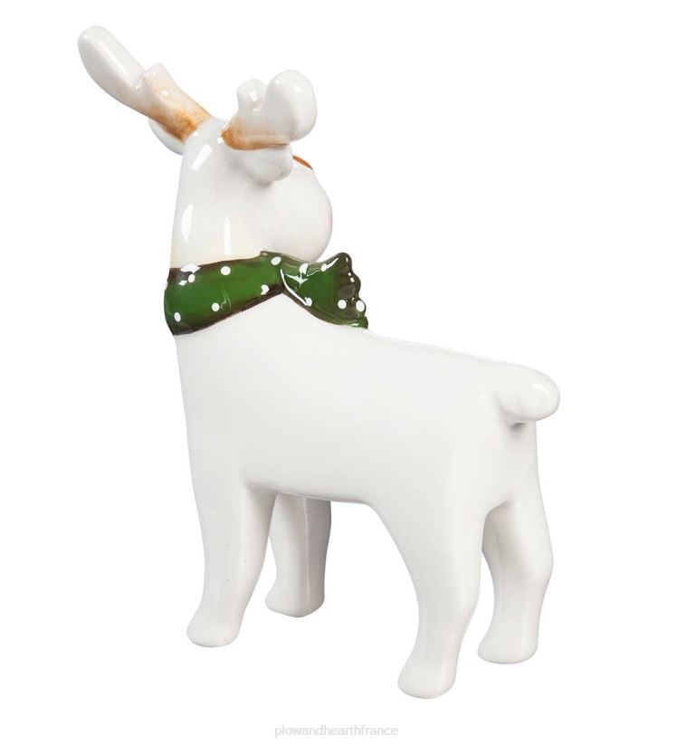 Plow & Hearth saisonniers et cadeaux décor de table en céramique avec rennes et feuilles persistantes, ensemble de 3 0BNZ2193