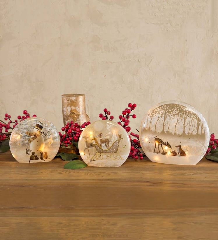 Plow & Hearth saisonniers et cadeaux décoration de table bonhomme de neige et chatons éclairés 0BNZ2168