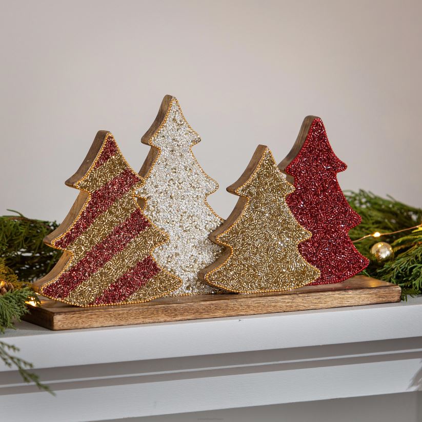 Plow & Hearth saisonniers et cadeaux décoration de table d'arbres de vacances en perles 0BNZ2205