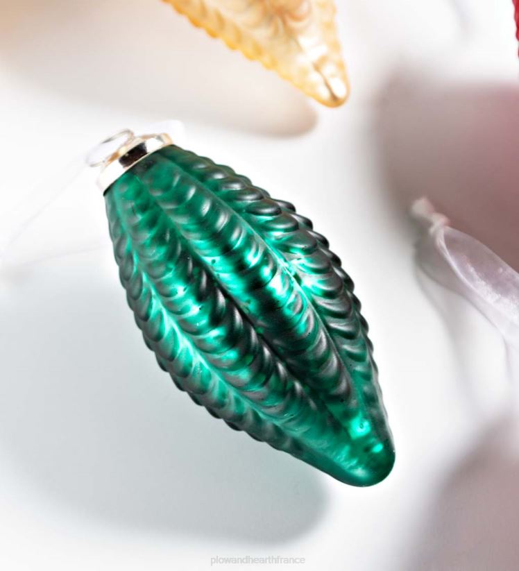 Plow & Hearth saisonniers et cadeaux décorations d'arbre de Noël en verre surdimensionnées, lot de 12 - rouge/vert/or 0BNZ2243