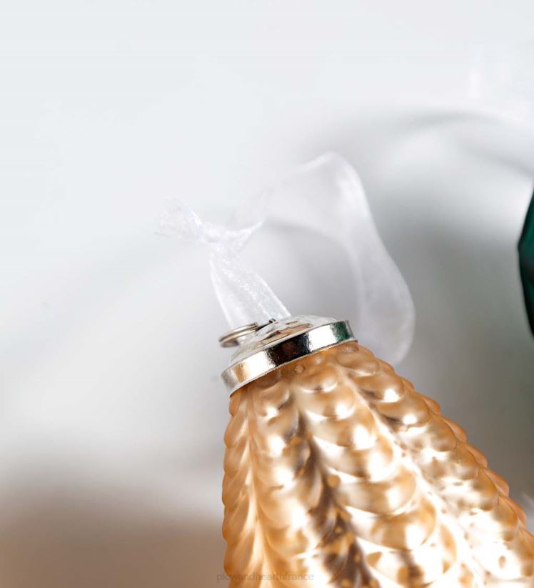 Plow & Hearth saisonniers et cadeaux décorations d'arbre de Noël en verre surdimensionnées, lot de 12 - rouge/vert/or 0BNZ2243