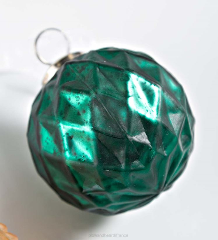 Plow & Hearth saisonniers et cadeaux décorations d'arbre de Noël en verre surdimensionnées, lot de 12 - rouge/vert/or 0BNZ2243