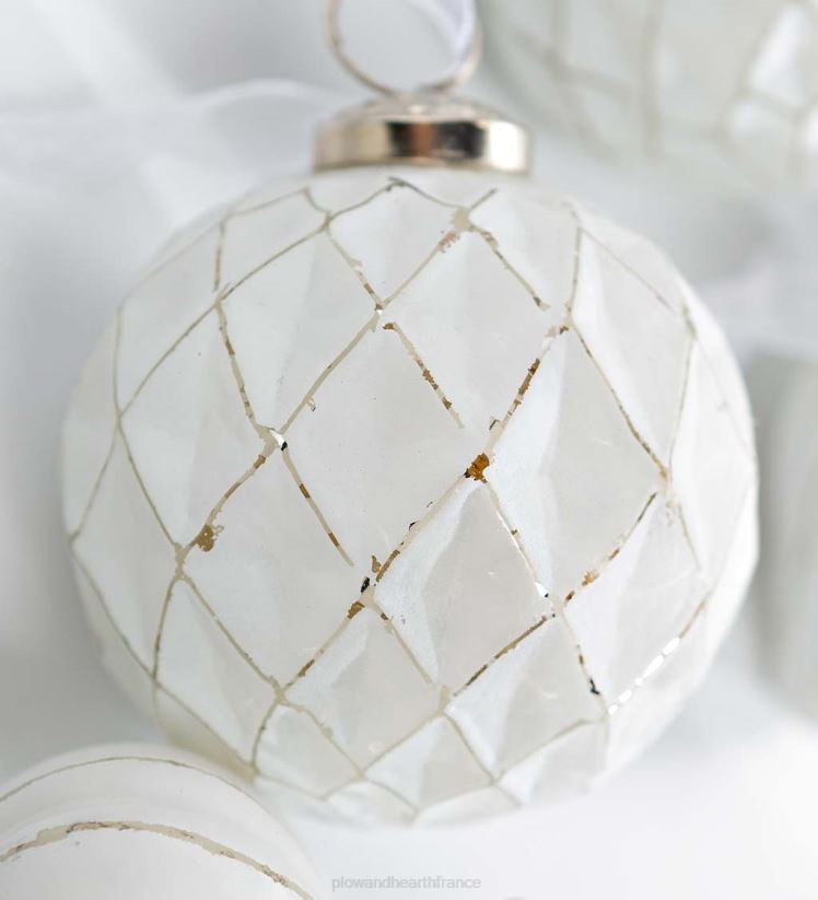 Plow & Hearth saisonniers et cadeaux décorations d'arbre de Noël en verre surdimensionnées, lot de 12 - rouge/vert/or 0BNZ2243