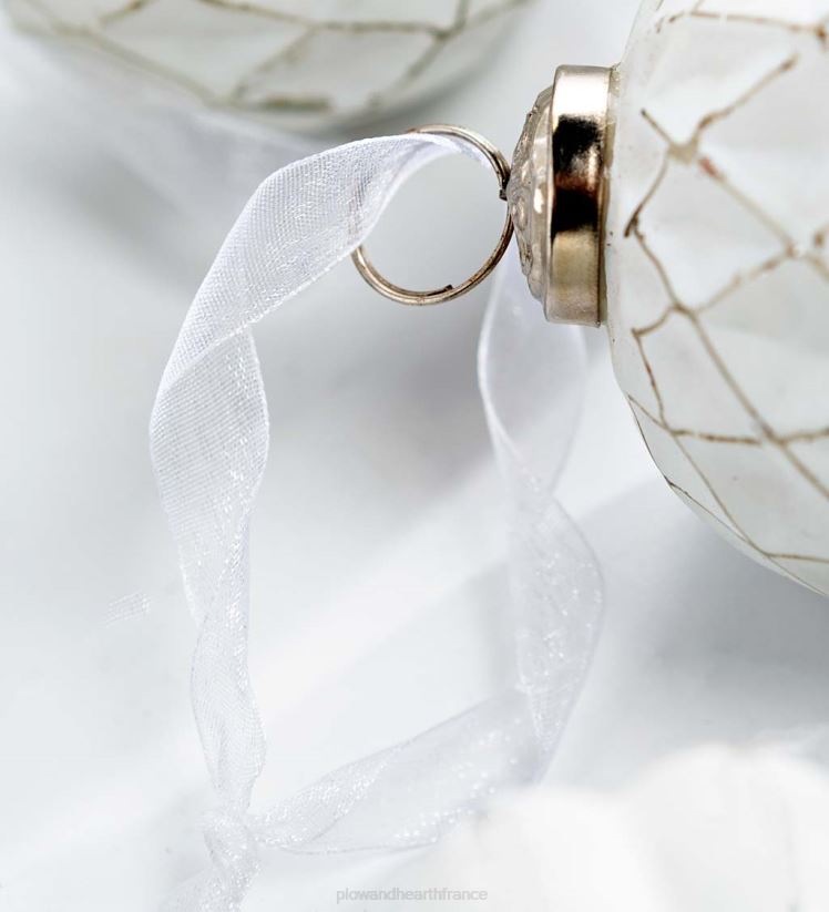 Plow & Hearth saisonniers et cadeaux décorations d'arbre de Noël en verre surdimensionnées, lot de 12 - rouge/vert/or 0BNZ2243