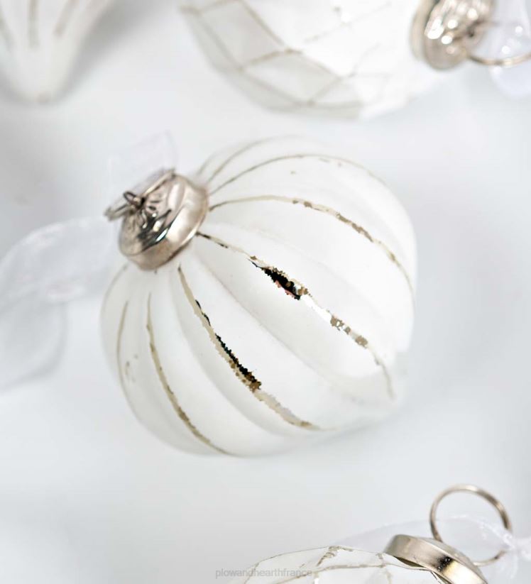 Plow & Hearth saisonniers et cadeaux décorations d'arbre de Noël en verre surdimensionnées, lot de 12 - rouge/vert/or 0BNZ2243