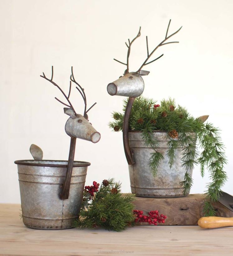 Plow & Hearth saisonniers et cadeaux jardinières de cerfs en métal, lot de 2 0BNZ2209