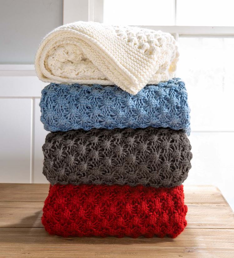 Plow & Hearth saisonniers et cadeaux jeté acrylique confortable tricoté léger - bleu 0BNZ2169