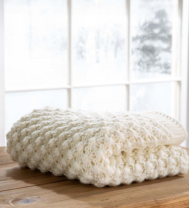 Plow & Hearth saisonniers et cadeaux jeté acrylique confortable tricoté léger - bleu 0BNZ2169