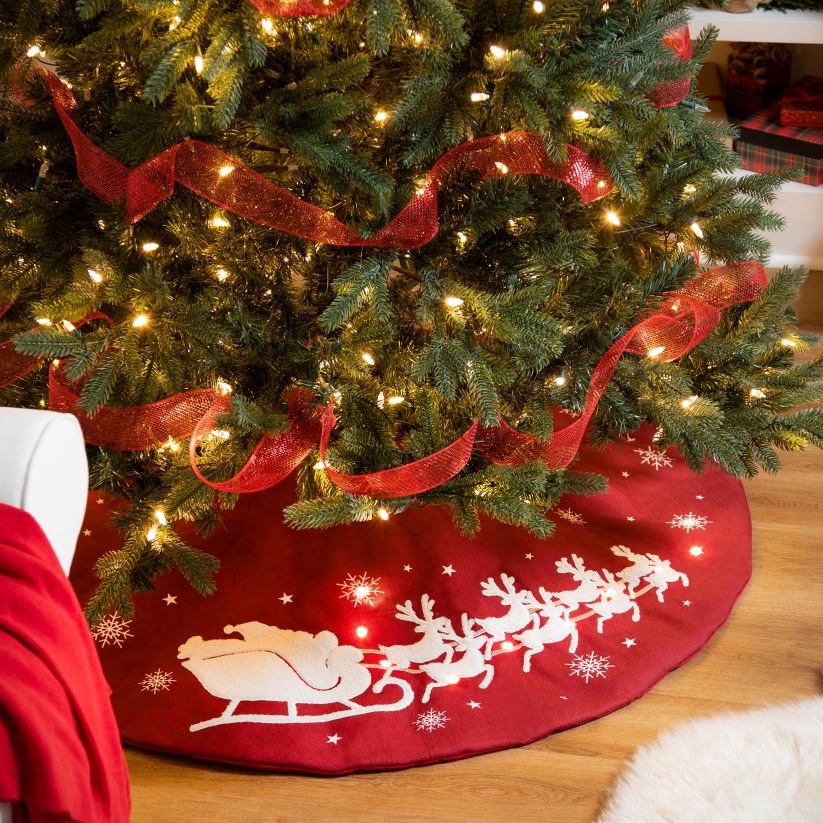 Plow & Hearth saisonniers et cadeaux jupe de sapin de Noël en traîneau du père Noël illuminé 0BNZ2258