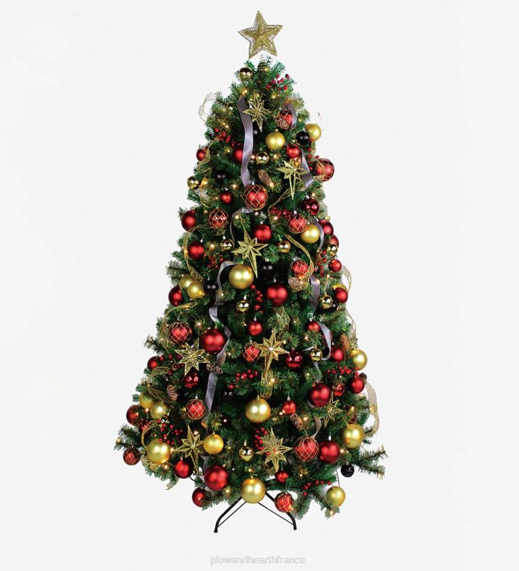 Plow & Hearth saisonniers et cadeaux kit complet de sapin de Noël dans une boîte avec lumières, décorations et sac de rangement 0BNZ2296