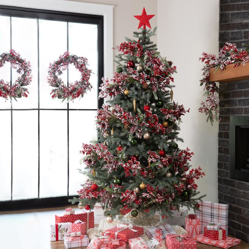 Plow & Hearth saisonniers et cadeaux sapins de Noël scintillants et brumeux 0BNZ2235