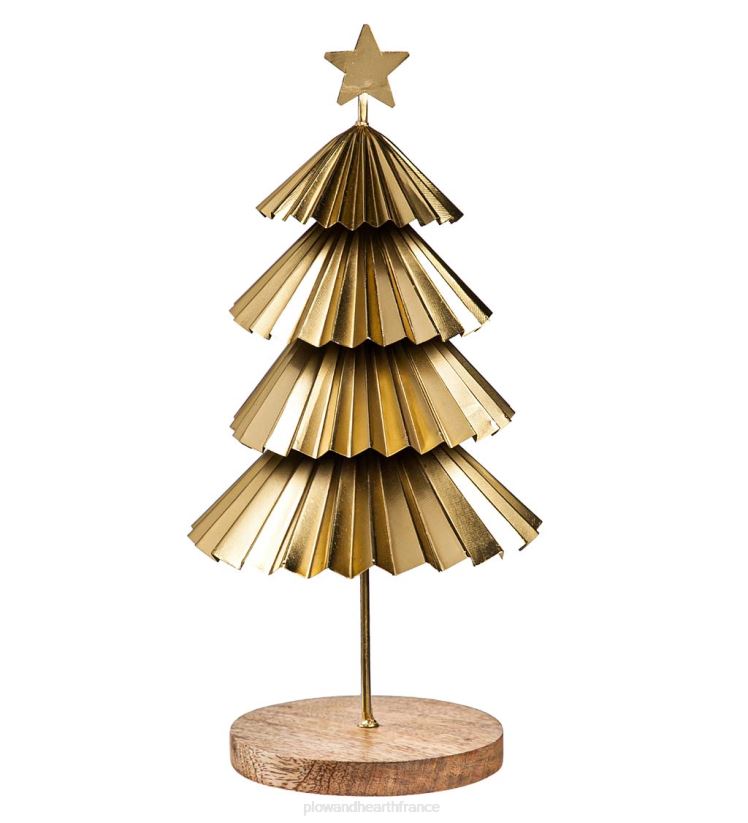 Plow & Hearth saisonniers et cadeaux sapins de Noël à étages dorés, lot de 2 0BNZ2299