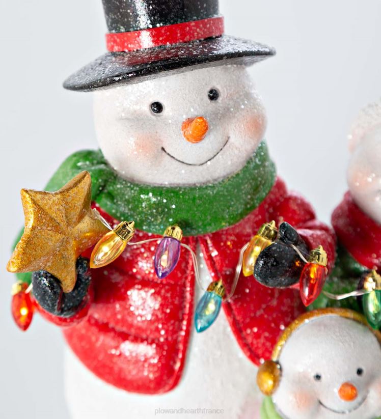 Plow & Hearth saisonniers et cadeaux trio de bonhommes de neige éclairés avec des lumières de Noël 0BNZ2234