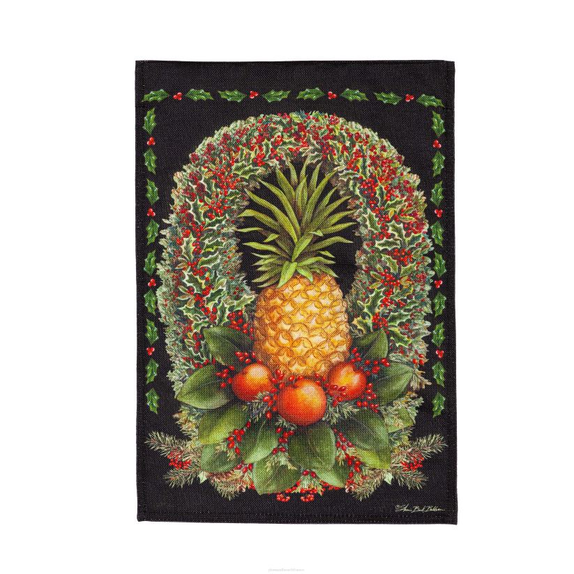 Plow & Hearth saisonniers et cadeaux drapeau de jardin en toile de jute ananas de Noël 0BNZ524