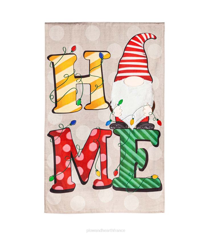 Plow & Hearth saisonniers et cadeaux maison gnome drapeau de la maison en toile de jute 0BNZ533