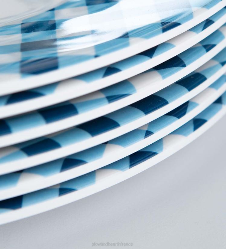 Plow & Hearth saisonniers et cadeaux assiettes de sécurité extérieures en mélamine colorée, ensemble de 6 0BNZ3081