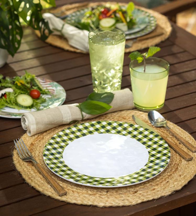 Plow & Hearth saisonniers et cadeaux assiettes plates en mélamine mousse vichy, lot de 6 - mousse 0BNZ3223