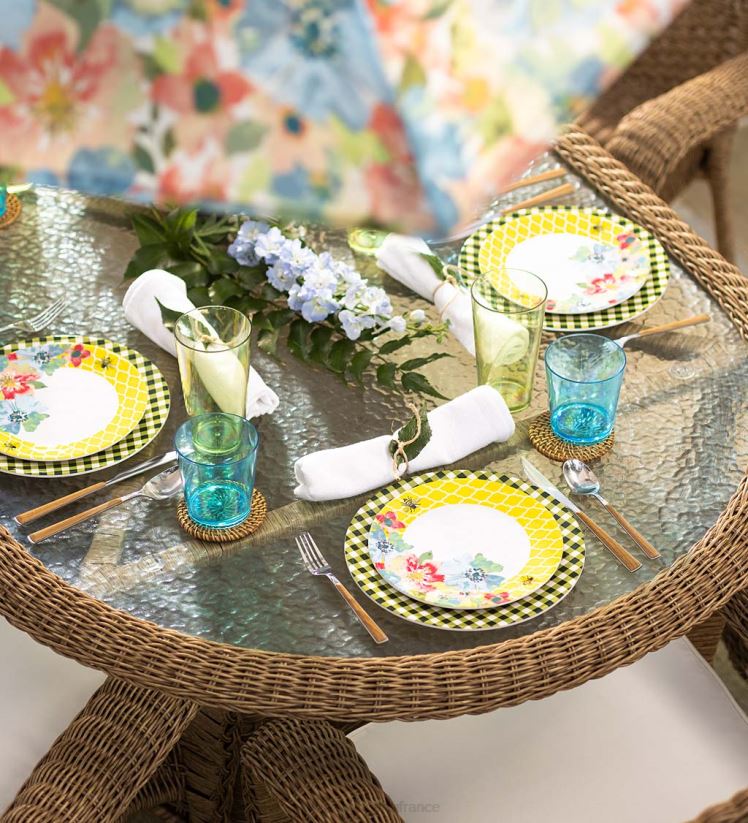 Plow & Hearth saisonniers et cadeaux assiettes plates en mélamine vichy bleu, lot de 6 - lac 0BNZ3199