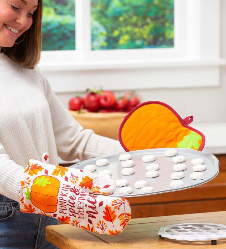 Plow & Hearth saisonniers et cadeaux ensemble de gants de cuisine et maniques saisonniers - dinde 0BNZ3085