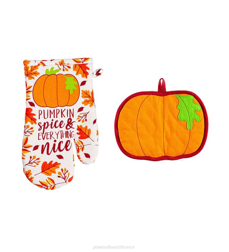 Plow & Hearth saisonniers et cadeaux ensemble de gants de cuisine et maniques saisonniers - dinde 0BNZ3085