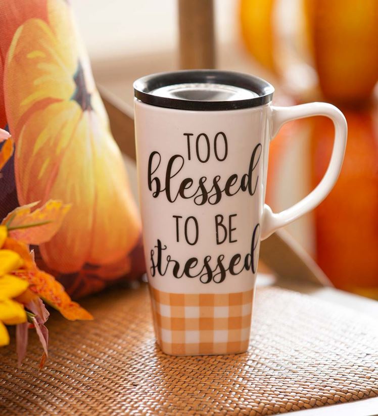 Plow & Hearth saisonniers et cadeaux tasse de voyage flomo 360 en céramique - bénie 0BNZ3082