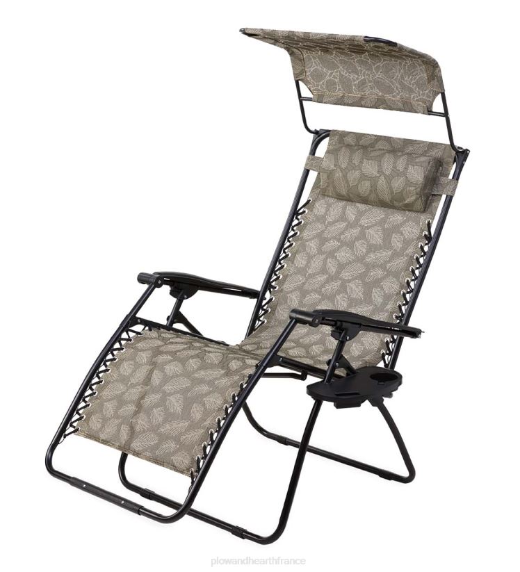 Plow & Hearth saisonniers et cadeaux chaise de luxe zéro gravité avec auvent, table et porte-gobelet - vert 0BNZ3087