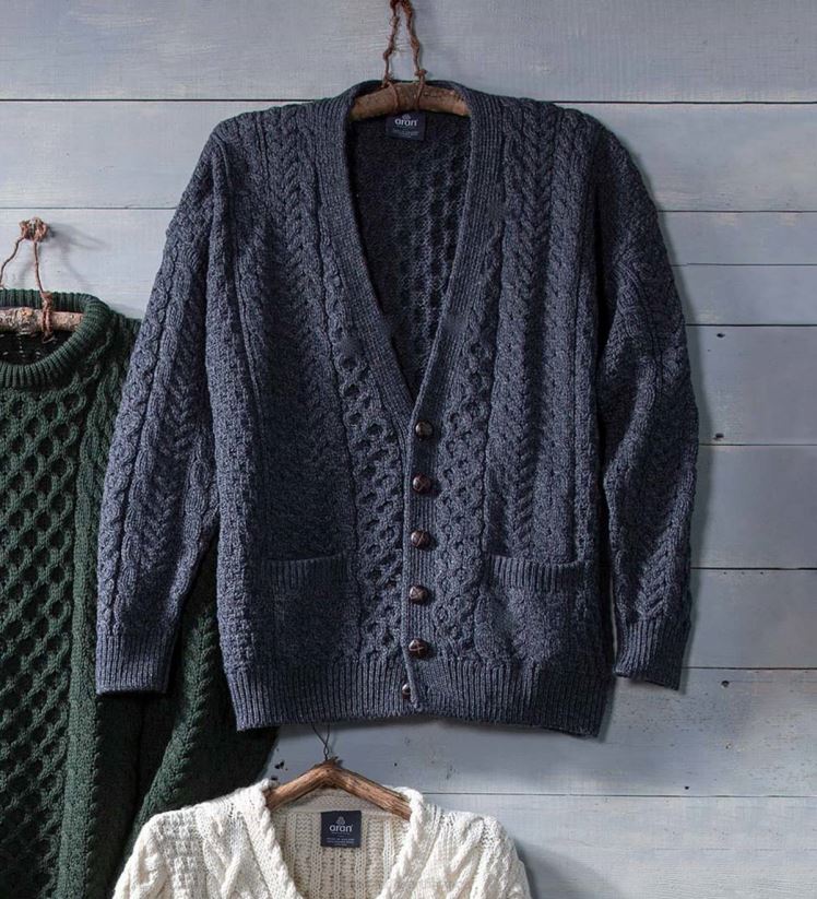 Plow & Hearth saisonniers et cadeaux pull cardigan irlandais en laine mérinos pour homme - vert - s (41-43) 0BNZ3089