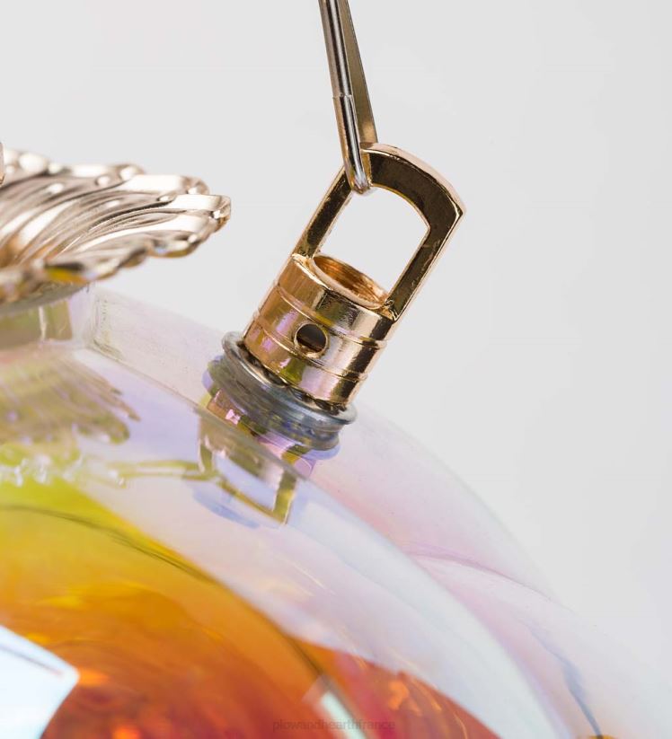 Plow & Hearth saisonniers et cadeaux Lampe solaire en verre irisé à bulles suspendues avec chaîne suspendue de 16 pouces 0BNZ3153