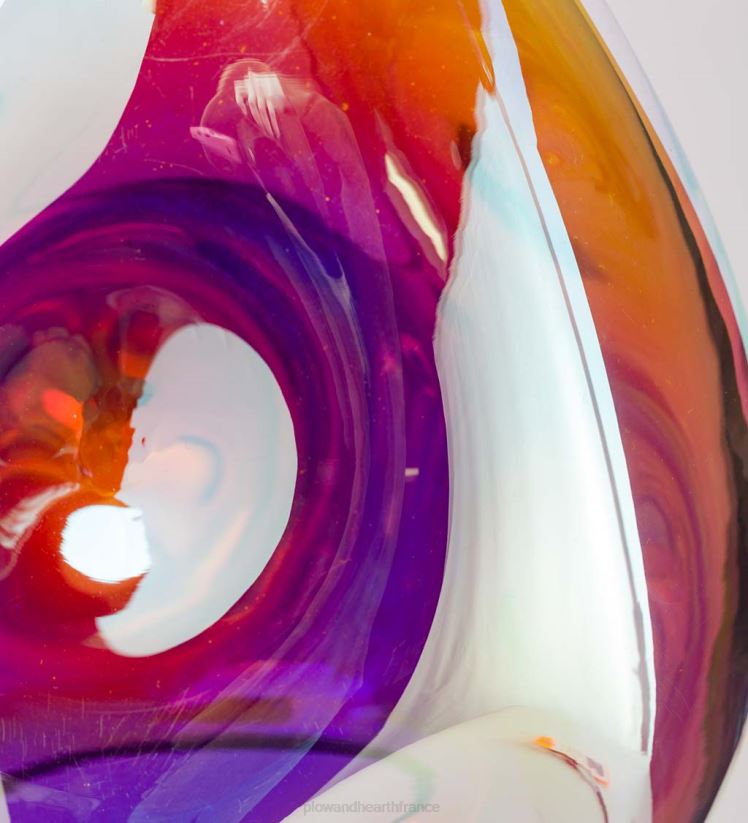 Plow & Hearth saisonniers et cadeaux Lampe solaire ovale en verre irisé avec chaîne suspendue de 16