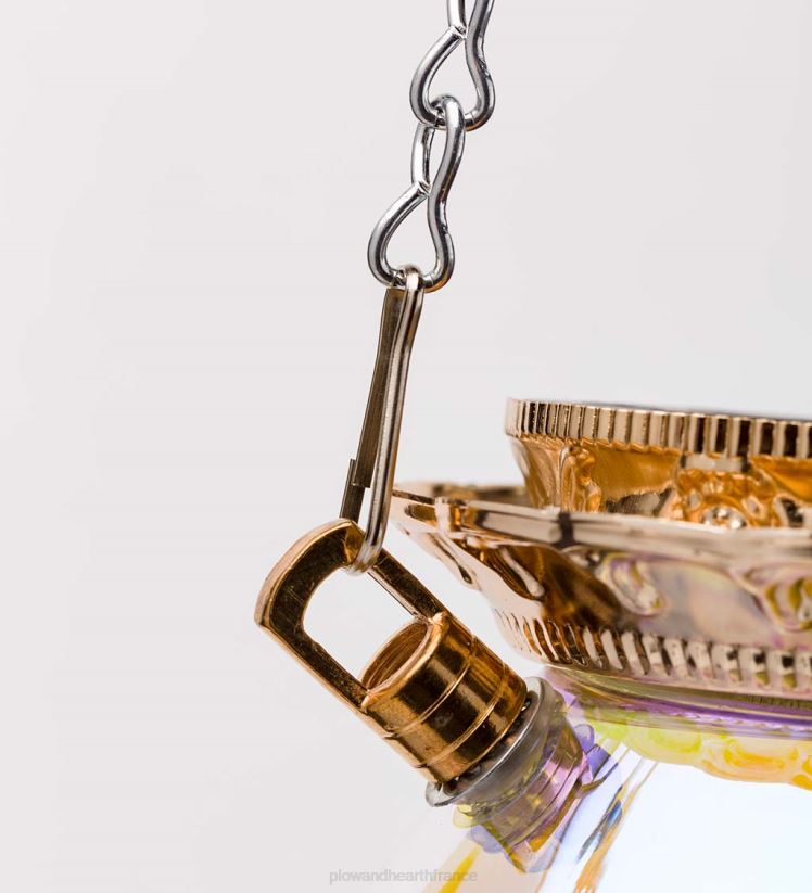 Plow & Hearth saisonniers et cadeaux Lampe solaire ovale en verre irisé avec chaîne suspendue de 16