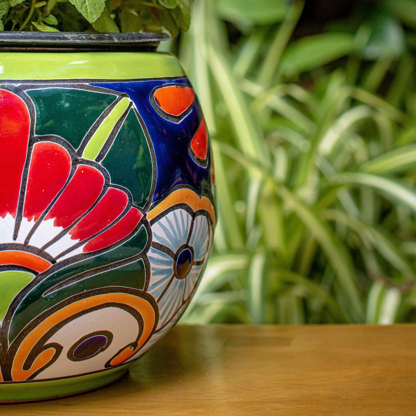 Plow & Hearth saisonniers et cadeaux jardinière baul talavera verte, moyenne 0BNZ3229