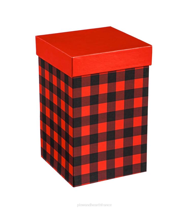 Plow & Hearth saisonniers et cadeaux plaid de buffle rouge et noir 17 oz. tasse de voyage en céramique avec boîte cadeau 0BNZ3012