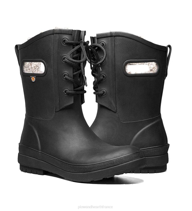 Plow & Hearth saisonniers et cadeaux Bogs Amanda Plush II - Bottes de pluie imperméables à lacets - Noir - Taille 07 0BNZ1075