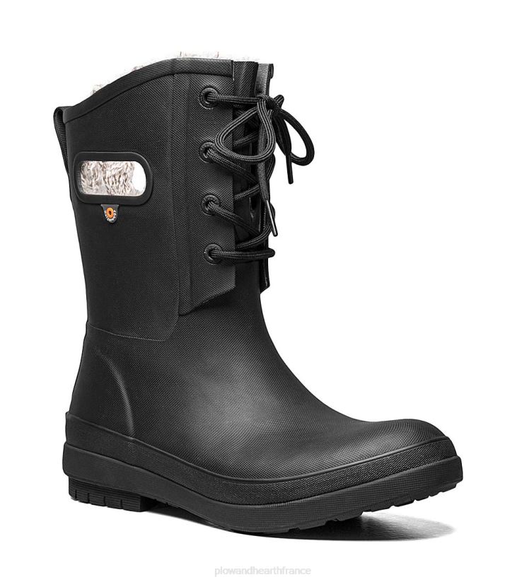 Plow & Hearth saisonniers et cadeaux Bogs Amanda Plush II - Bottes de pluie imperméables à lacets - Noir - Taille 07 0BNZ1075