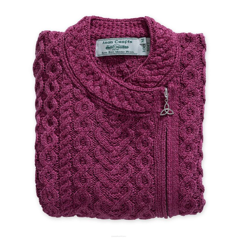 Plow & Hearth saisonniers et cadeaux cardigan irlandais en laine mérinos pour femme avec fermeture éclair latérale et cœur - naturel - s 0BNZ3048