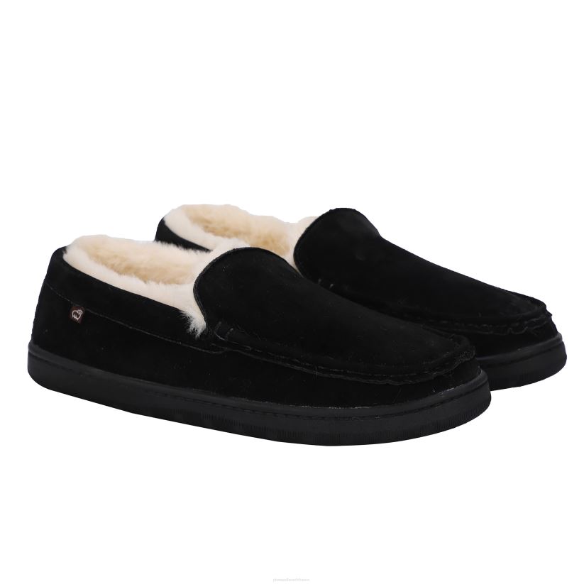 Plow & Hearth saisonniers et cadeaux lamo mocassins harrison en daim pour hommes - noir - taille 7 0BNZ3018
