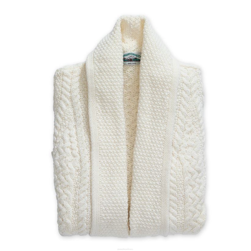 Plow & Hearth saisonniers et cadeaux manteau à bordure en laine mérinos irlandaise pour femme - naturel - l 0BNZ3044