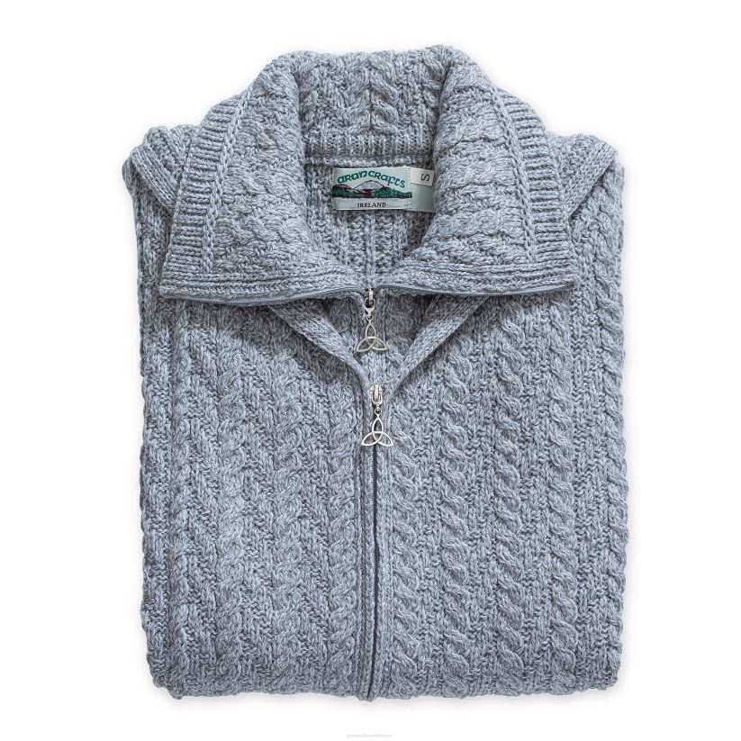 Plow & Hearth saisonniers et cadeaux manteau zippé à capuche en laine mérinos irlandaise pour femme - gris doux - s 0BNZ3052