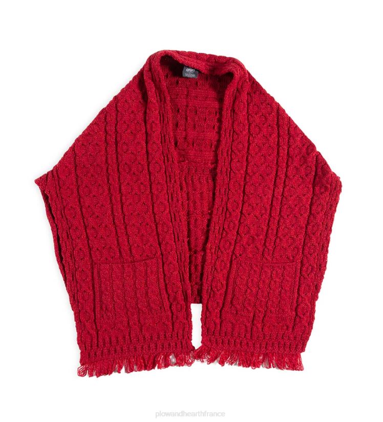 Plow & Hearth saisonniers et cadeaux pull cache-cœur en laine mérinos irlandaise pour femme - rouge 0BNZ3039