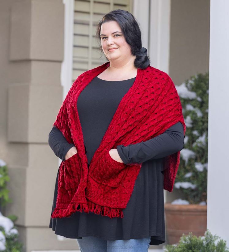 Plow & Hearth saisonniers et cadeaux pull cache-cœur en laine mérinos irlandaise pour femme - rouge 0BNZ3039