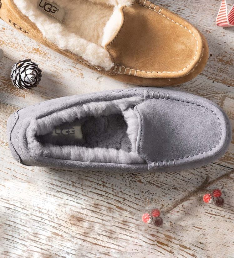 Plow & Hearth saisonniers et cadeaux ugg ansley pantoufles mocassins en daim pour femmes - noir - 5 0BNZ3053
