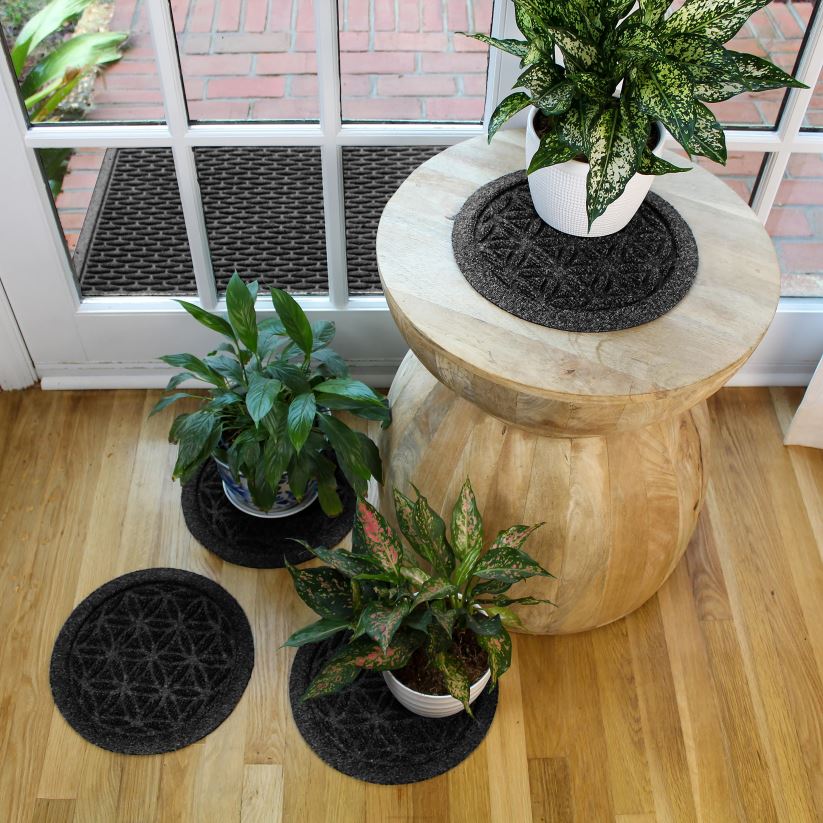 Plow & Hearth tapis et nattes Dessous de plat pour plantes fleur de vie waterhog 12