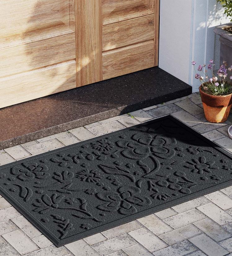 Plow & Hearth tapis et nattes Paillasson floral intérieur/extérieur Waterhog, 2' x 3' - anthracite 0BNZ1319